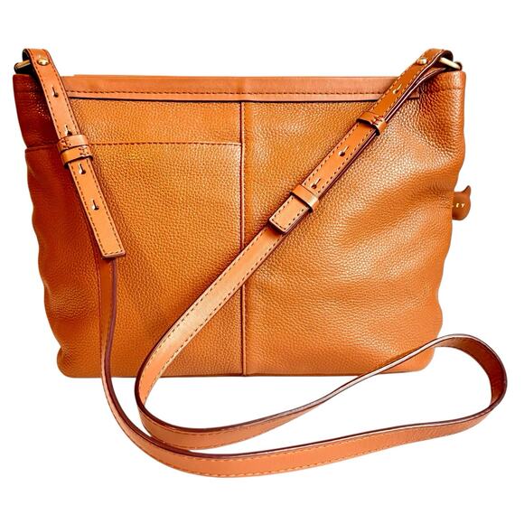 Radley London Leather Crossbody Bag - Soft Caramel Brown Pebbled Leather - Sz M - Picture 2 of 14